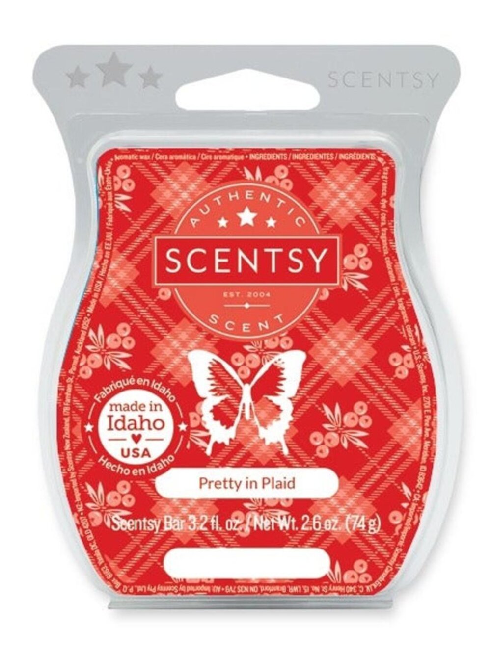 Scentsy PRETTY IN PLAID Scented Wax Bar Melt New